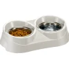 Ferplast support de gamelle pour chien duo feed avec 2 gamelles en acier inoxydable - système de double alimentation, antidérapant