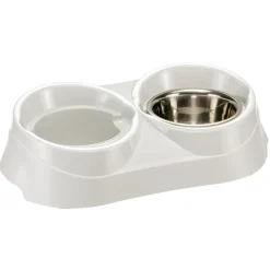 Ferplast support de gamelle pour chien duo feed avec 2 gamelles en acier inoxydable - système de double alimentation, antidérapant