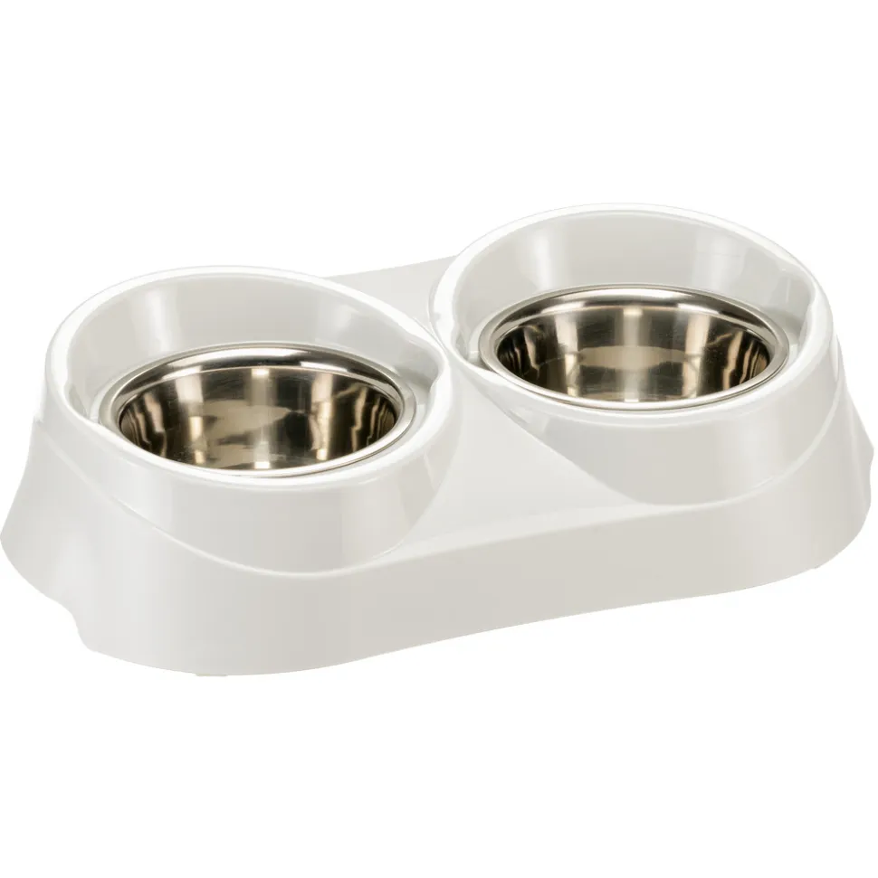 Ferplast support de gamelle pour chien duo feed avec 2 gamelles en acier inoxydable - système de double alimentation, antidérapant