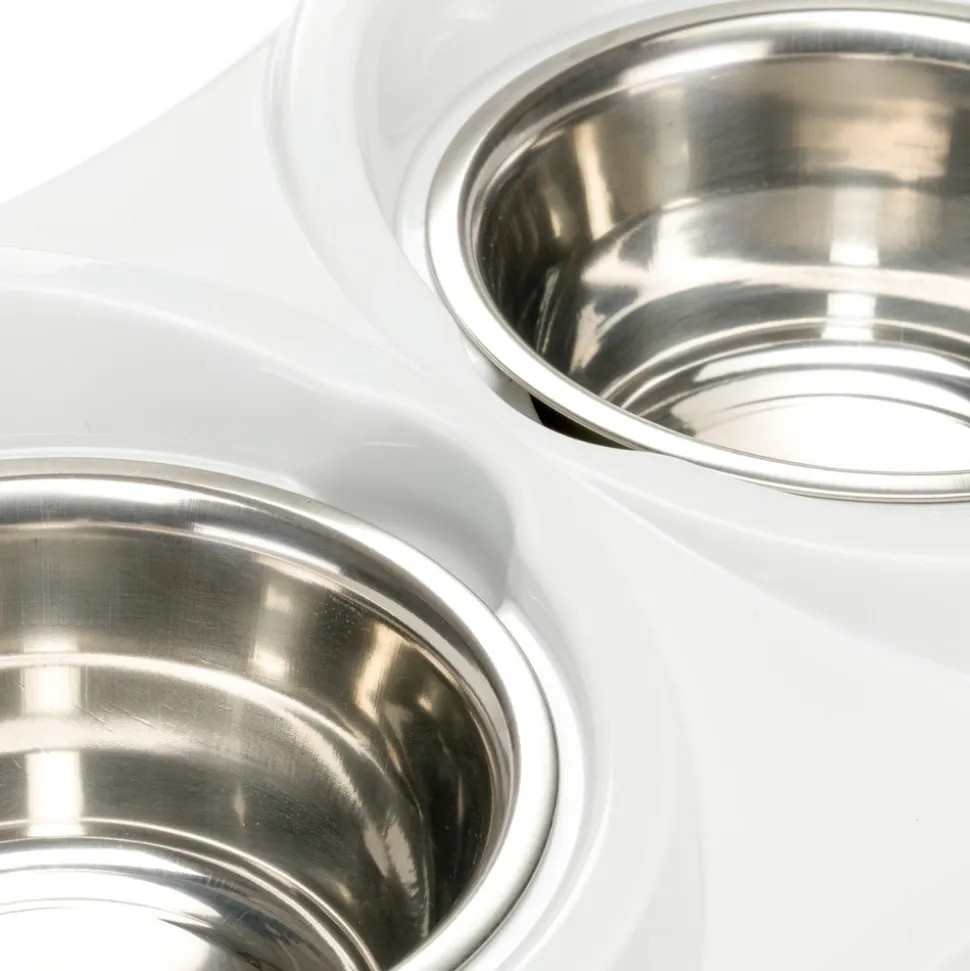 Ferplast support de gamelle pour chien duo feed avec 2 gamelles en acier inoxydable - système de double alimentation, antidérapant