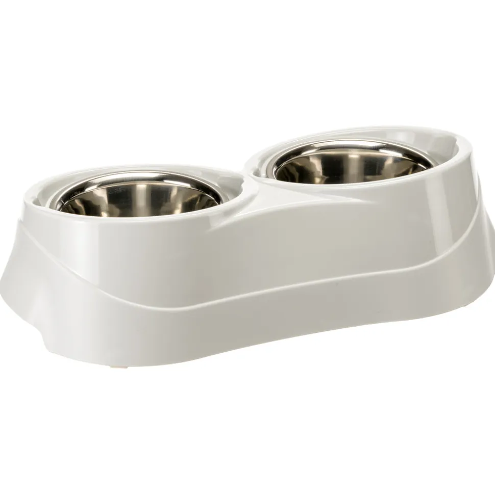 Ferplast support de gamelle pour chien duo feed avec 2 gamelles en acier inoxydable - système de double alimentation, antidérapant