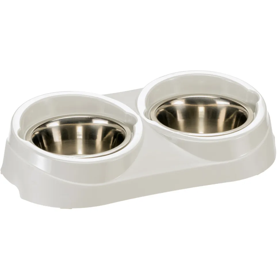 Ferplast support de gamelle pour chien duo feed avec 2 gamelles en acier inoxydable - système de double alimentation, antidérapant