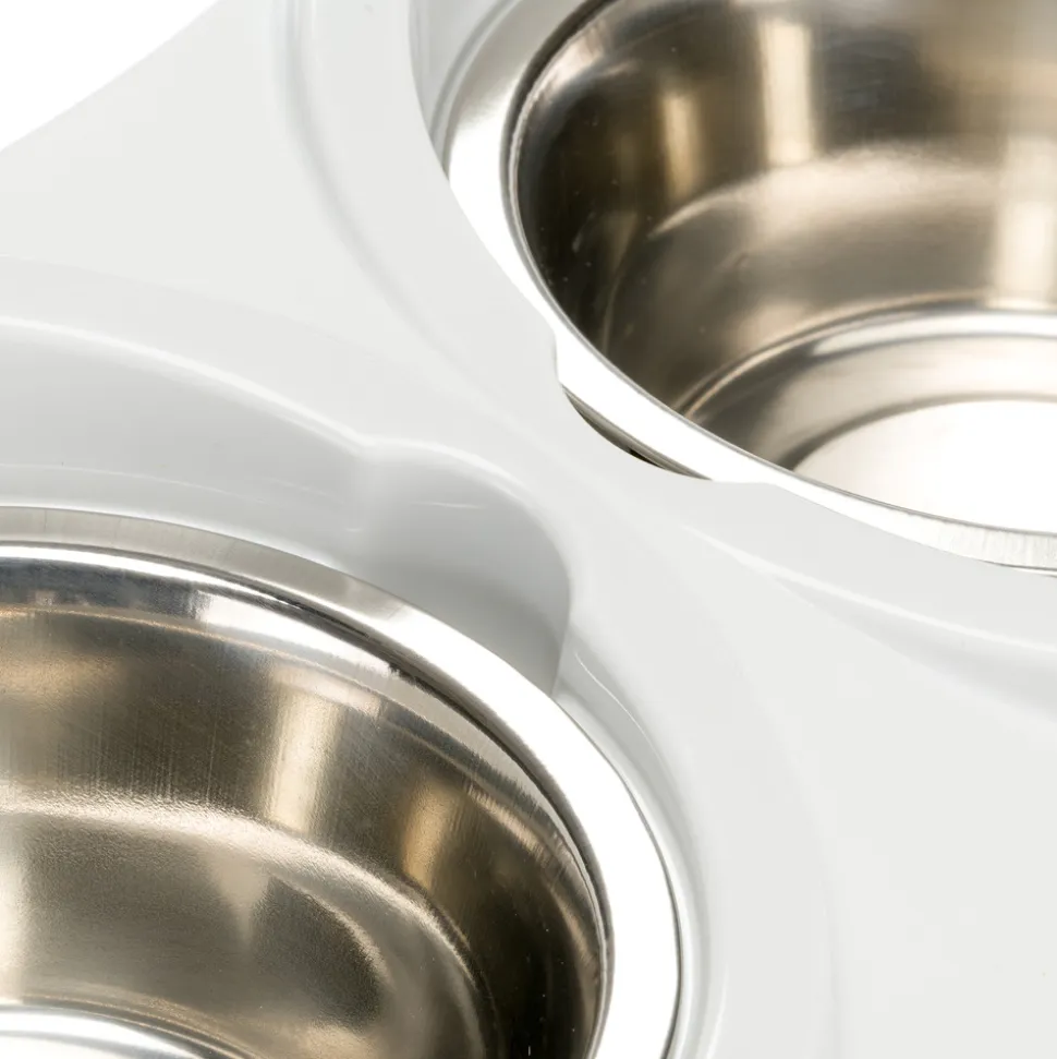 Ferplast support de gamelle pour chien duo feed avec 2 gamelles en acier inoxydable - système de double alimentation, antidérapant