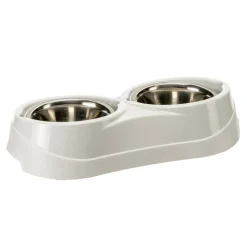 Ferplast support de gamelle pour chien duo feed avec 2 gamelles en acier inoxydable - système de double alimentation, antidérapant