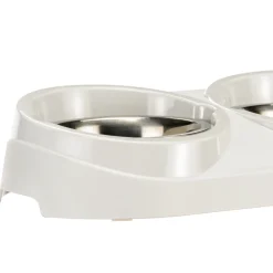Ferplast support de gamelle pour chien duo feed avec 2 gamelles en acier inoxydable - système de double alimentation, antidérapant