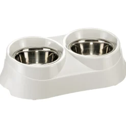 Ferplast support de gamelle pour chien duo feed avec 2 gamelles en acier inoxydable - système de double alimentation, antidérapant