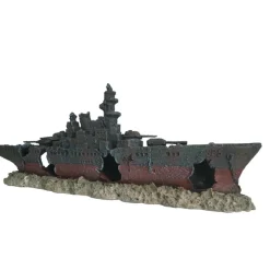 FLAMINGO - Bateau épave 48.5 x 10 x h 19cm, décoration aquarium