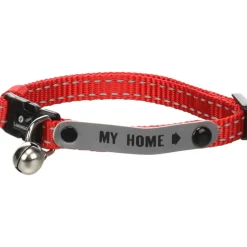 FLAMINGO - Collier jaggo rouge avec bande "my home" pour chat