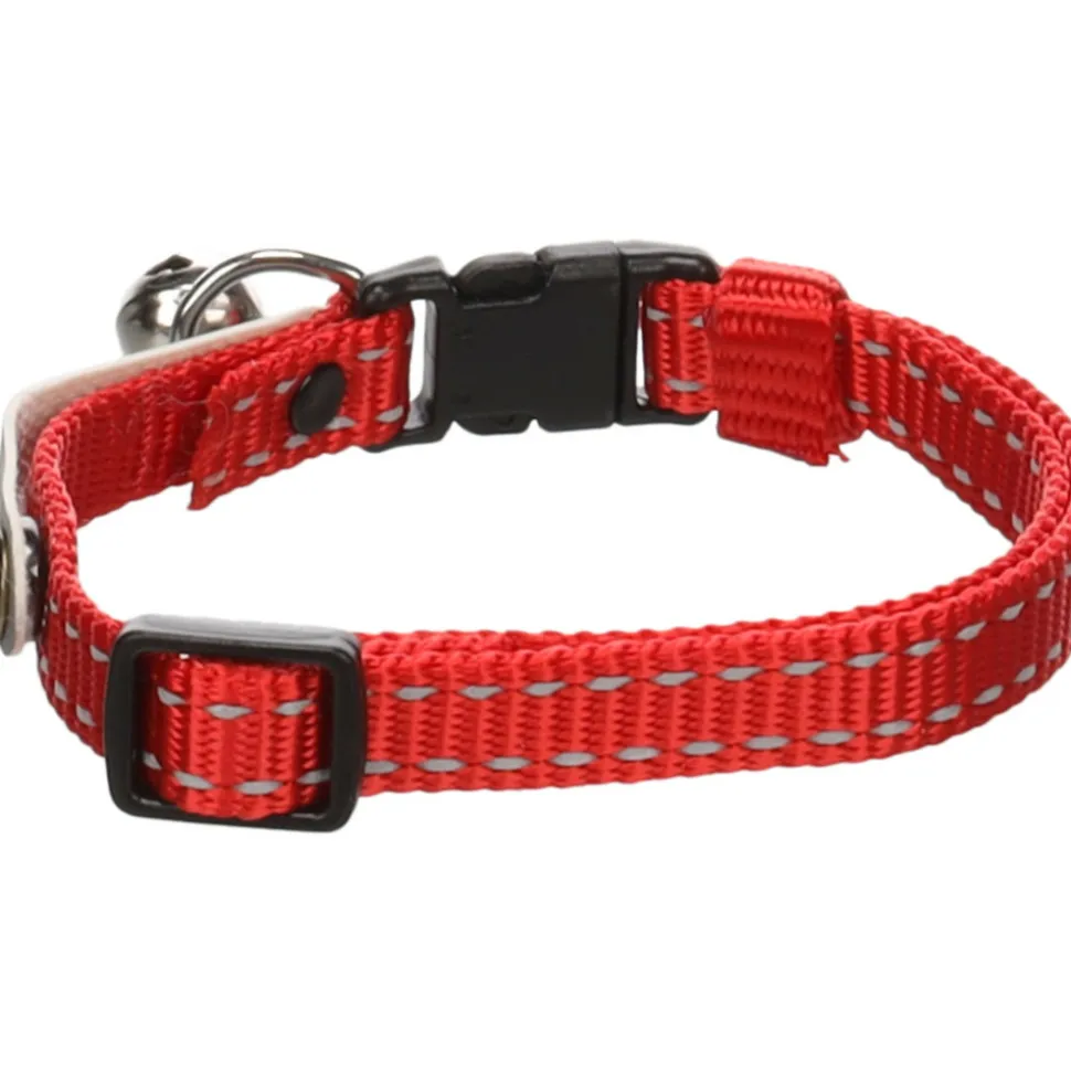 FLAMINGO - Collier jaggo rouge avec bande "my home" pour chat