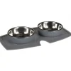 FLAMINGO - Gamelle et abreuvoir 210ml avec tapis en silicone anti-dérapant pour chat