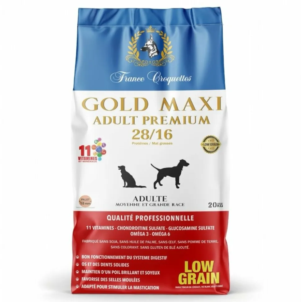 FRANCE CROQUETTES - France croquettes pour chien adulte gold maxi adult premium 28/16 low grain 20kg