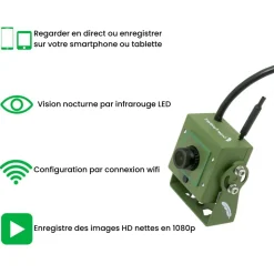 GREEN FEATHERS - Caméra wifi pour nichoir à oiseaux (avec cable 10 m inclus)