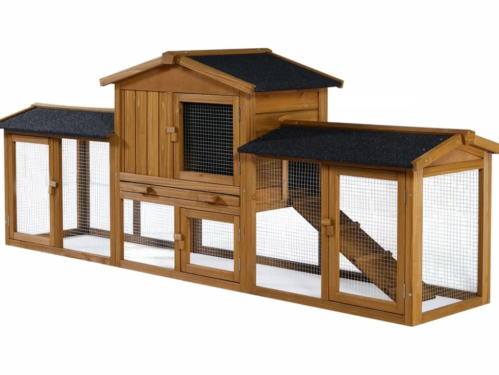 HABITAT ET JARDIN - Clapier pour lapin en bois "galina" 2 portes- marron
