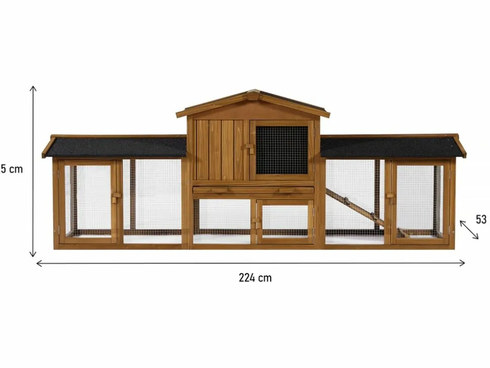 HABITAT ET JARDIN - Clapier pour lapin en bois "galina" 2 portes- marron