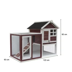 HABRITA - Poulailler en bois bicolore pour 3 poules avec pondoir - 122x63x92 cm