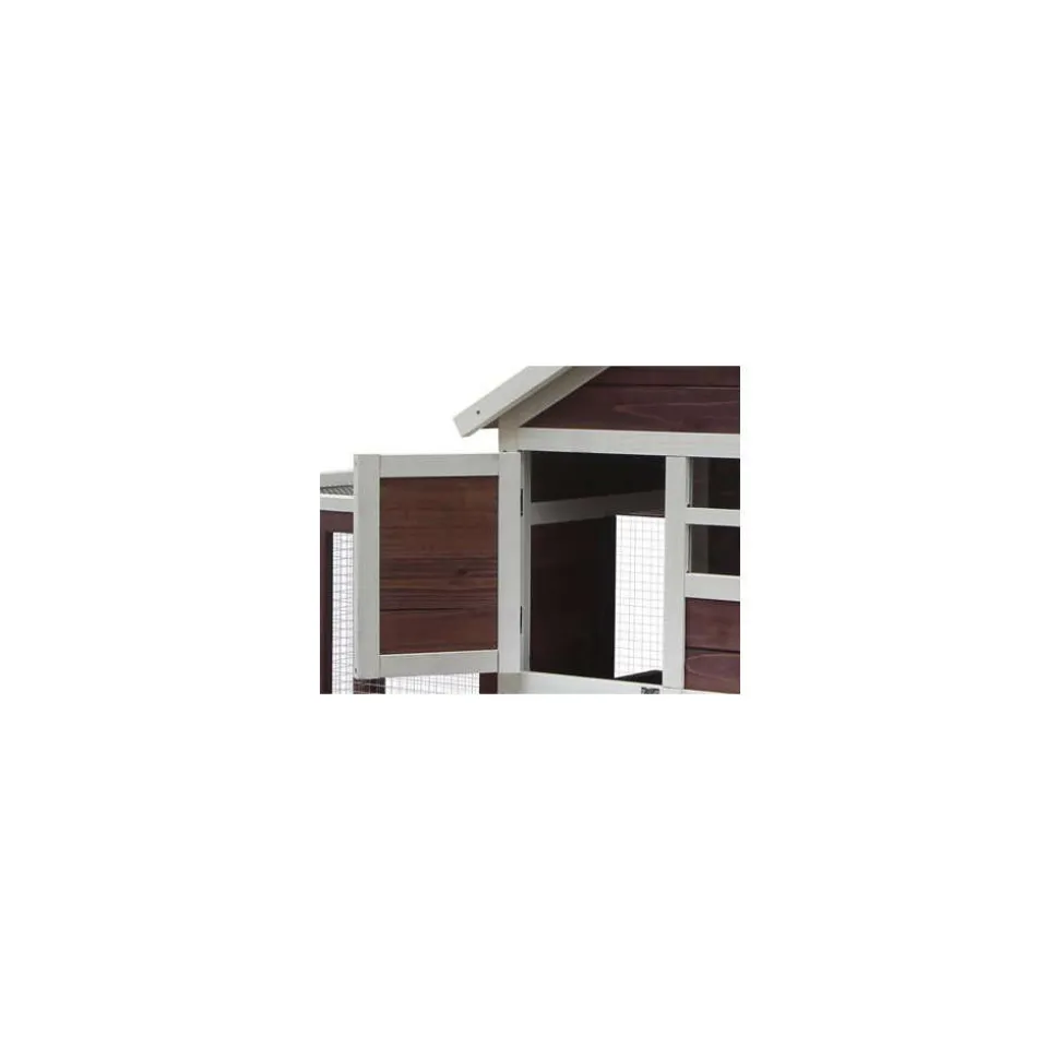 HABRITA - Poulailler en bois bicolore pour 3 poules avec pondoir - 122x63x92 cm