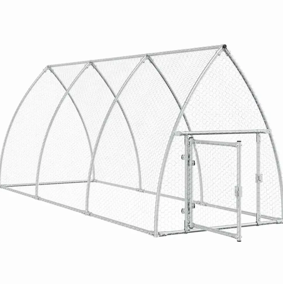 HELLOSHOP26 - Cage pour poules argenté 300 x 105 x 120 cm acier galvanisé argent