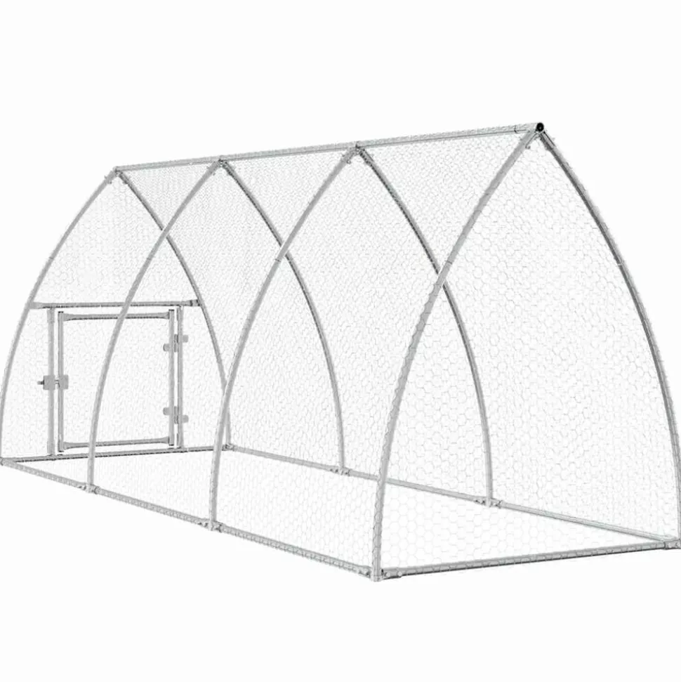 HELLOSHOP26 - Cage pour poules argenté 300 x 105 x 120 cm acier galvanisé argent
