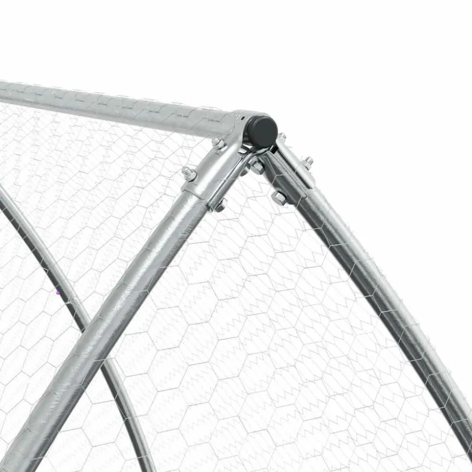 HELLOSHOP26 - Cage pour poules argenté 300 x 105 x 120 cm acier galvanisé argent