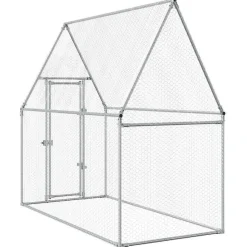 HELLOSHOP26 - Cage pour poules argenté 200 x 100 x 190 cm acier galvanisé argent