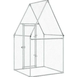 HELLOSHOP26 - Cage pour poules argenté 100 x 100 x 190 cm acier galvanisé argent