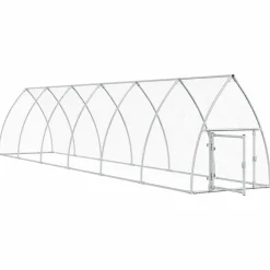 HELLOSHOP26 - Cage pour poules argenté 600 x 105 x 120 cm acier galvanisé argent