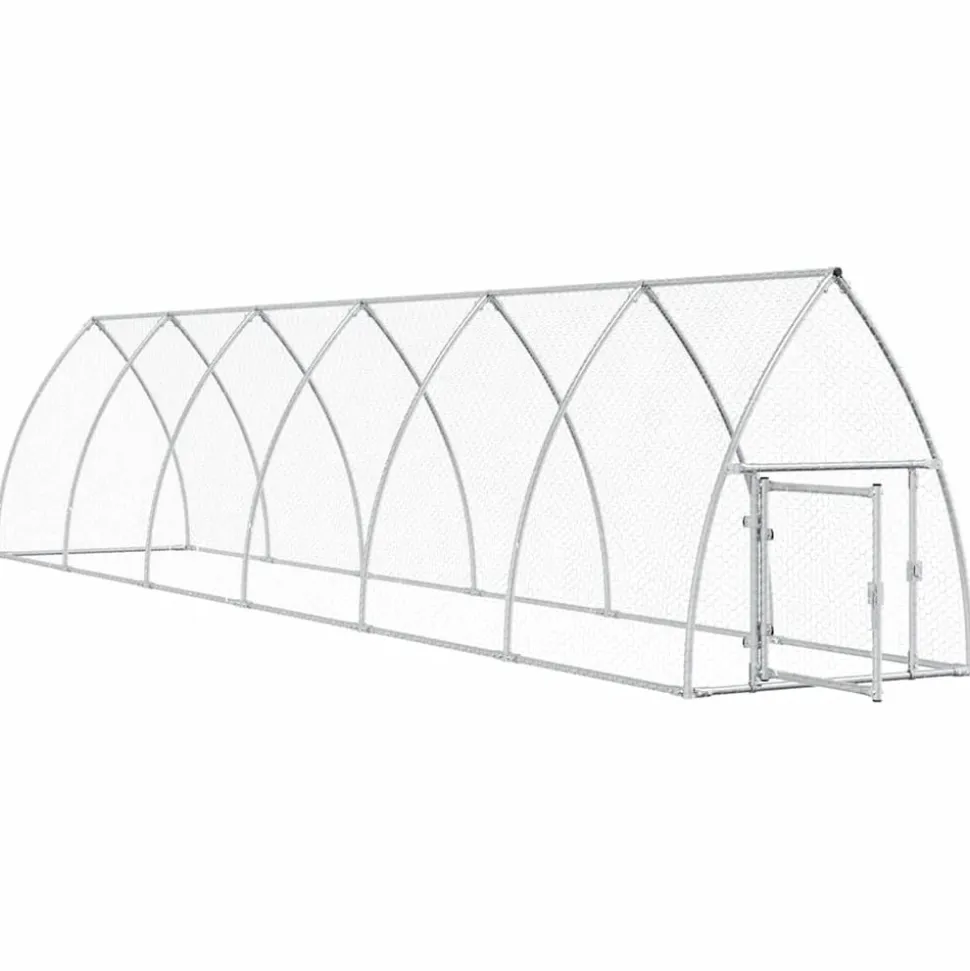HELLOSHOP26 - Cage pour poules argenté 600 x 105 x 120 cm acier galvanisé argent