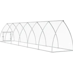 HELLOSHOP26 - Cage pour poules argenté 600 x 105 x 120 cm acier galvanisé argent
