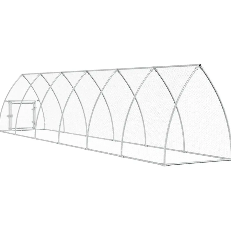 HELLOSHOP26 - Cage pour poules argenté 600 x 105 x 120 cm acier galvanisé argent