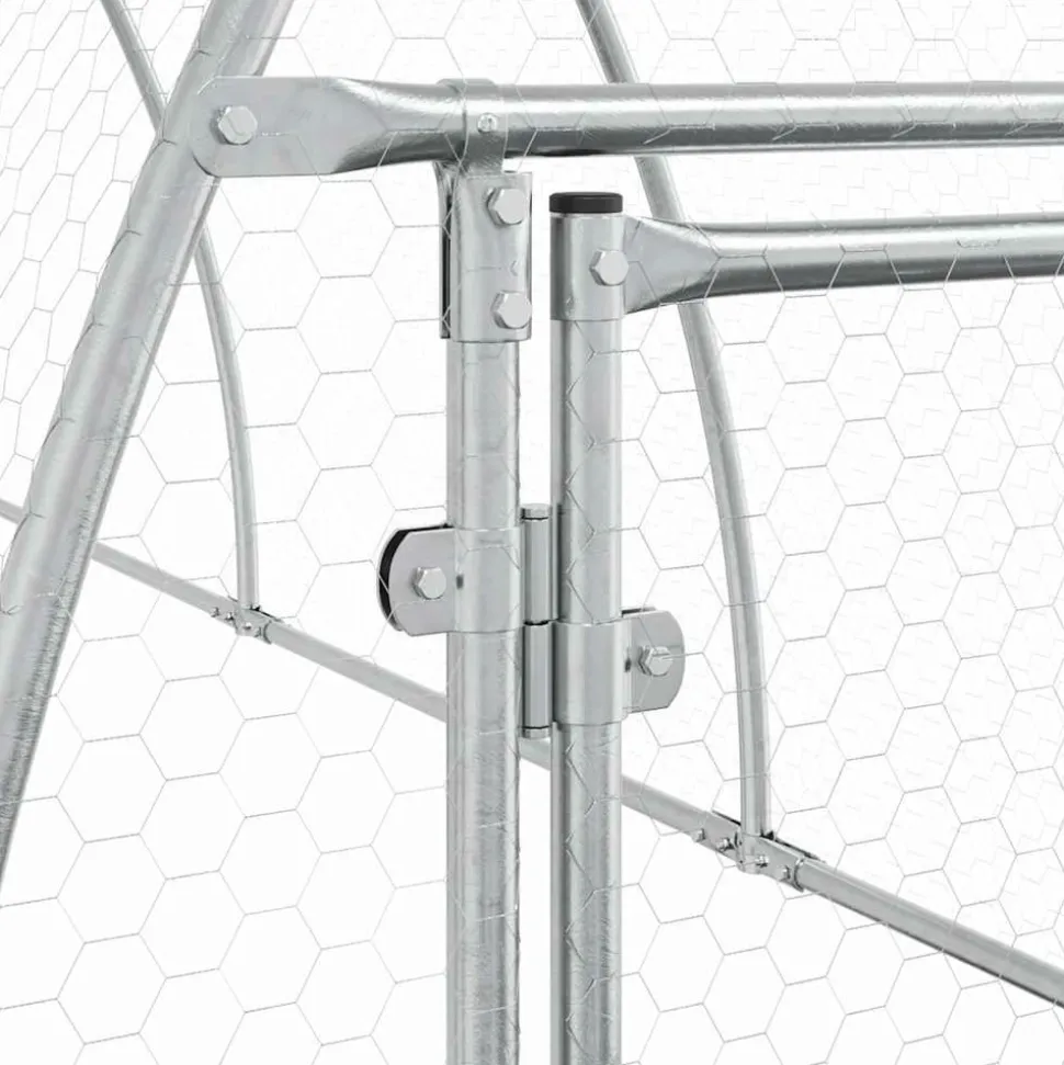 HELLOSHOP26 - Cage pour poules argenté 600 x 105 x 120 cm acier galvanisé argent