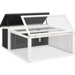 HELLOSHOP26 - Clapier 117,5 x 97 x 47,5 cm bois de pin massif gris