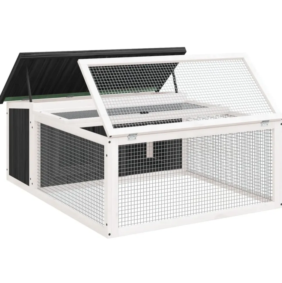 HELLOSHOP26 - Clapier 117,5 x 97 x 47,5 cm bois de pin massif gris