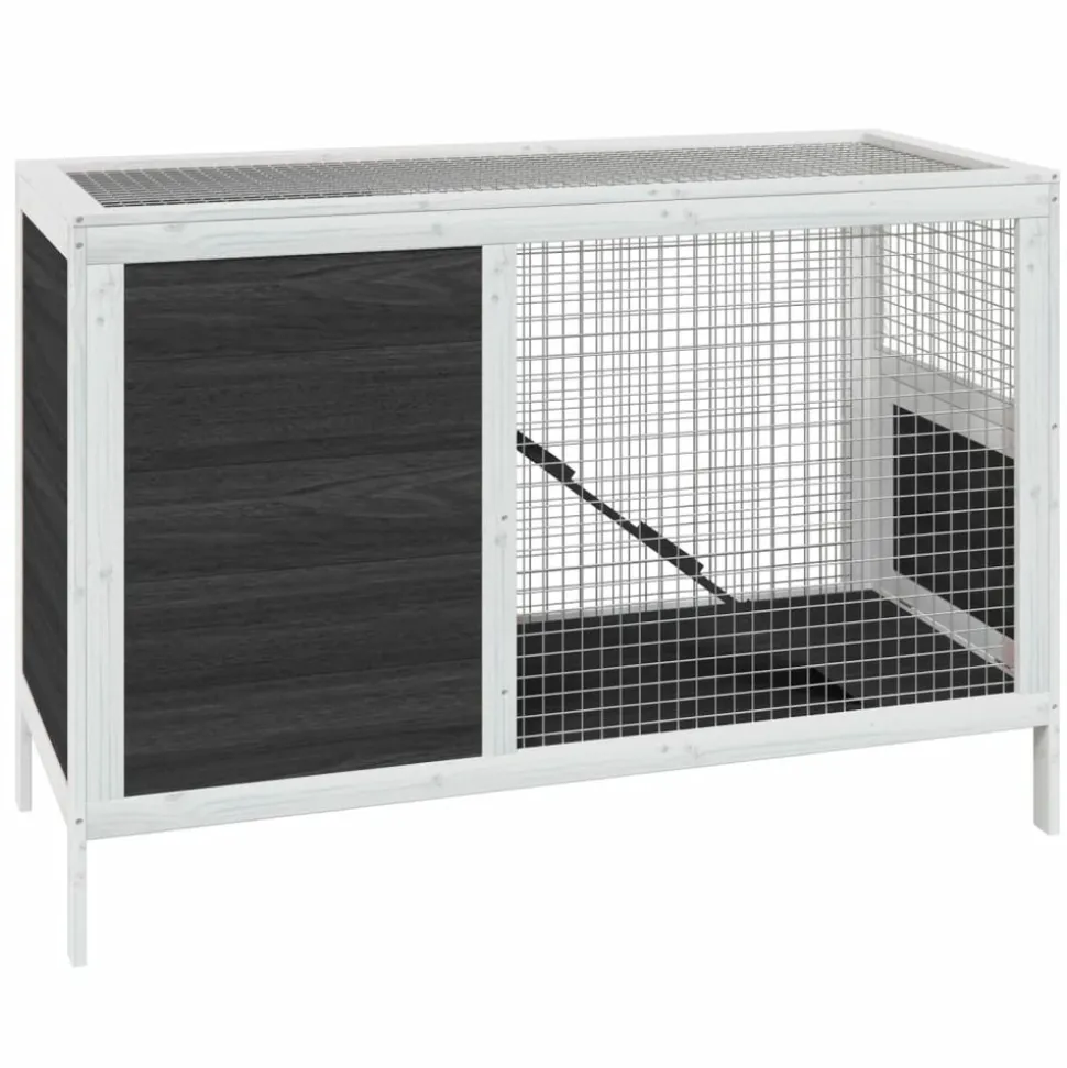 HELLOSHOP26 - Clapier 103 x 44 x 69,5 cm bois de pin massif gris
