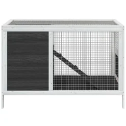 HELLOSHOP26 - Clapier 103 x 44 x 69,5 cm bois de pin massif gris