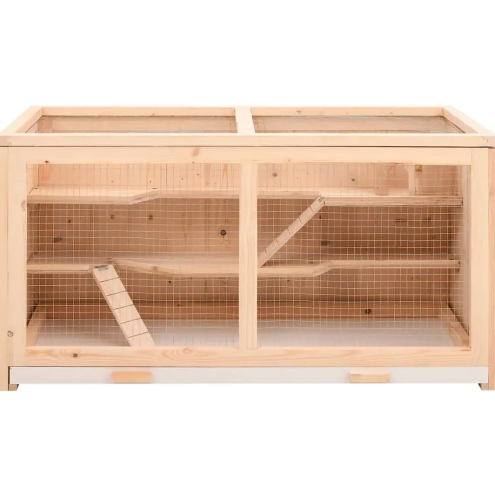 HELLOSHOP26 - Cage à hamster 89,5 x 45 x 45 cm bois massif de sapin marron