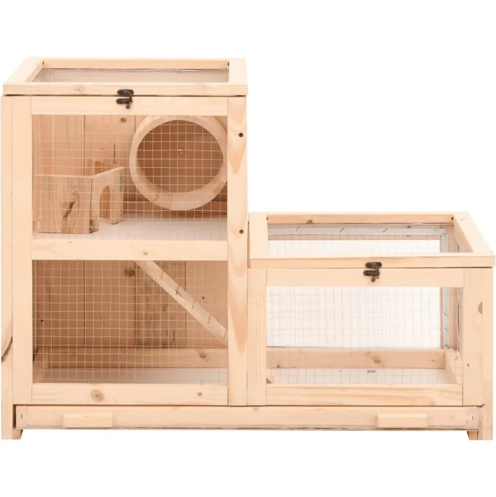 HELLOSHOP26 - Cage à hamster 81 x 40 x 60 cm bois massif de sapin marron