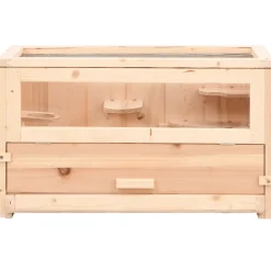 HELLOSHOP26 - Cage à hamster 60 x 30 x 35 cm bois massif de sapin marron