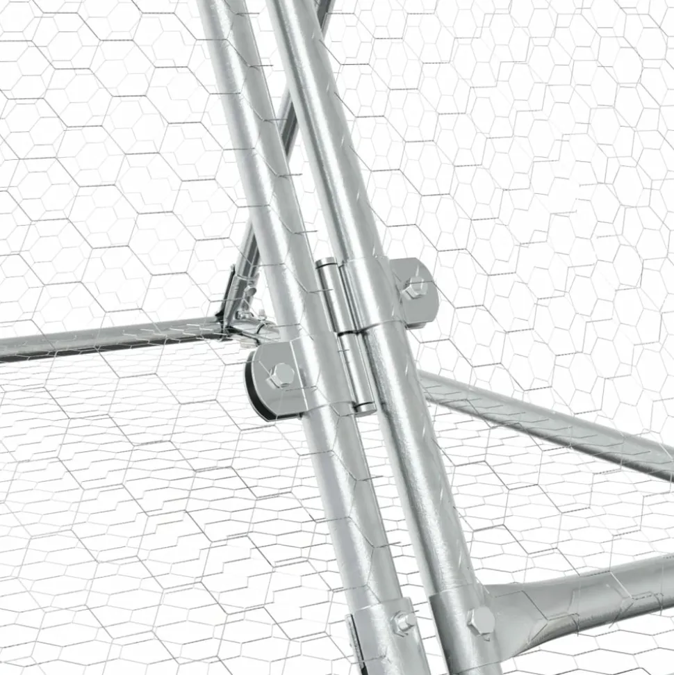 HELLOSHOP26 - Cage à lapin argenté 400 x 105 x 91 cm acier galvanisé argent