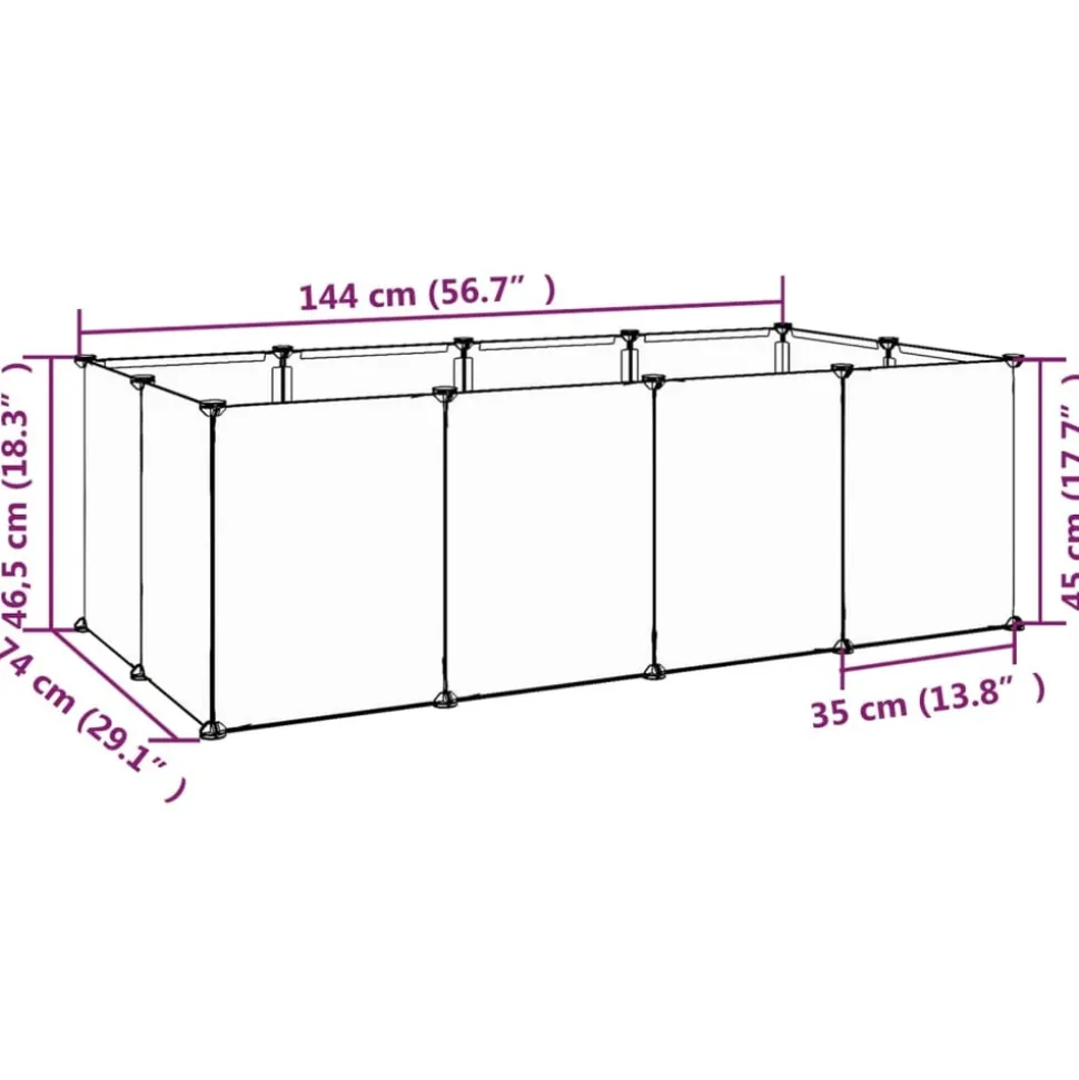 HELLOSHOP26 - Cage pour petits animaux transparent 144 x 74 x 46,5 cm pp et acier transparent