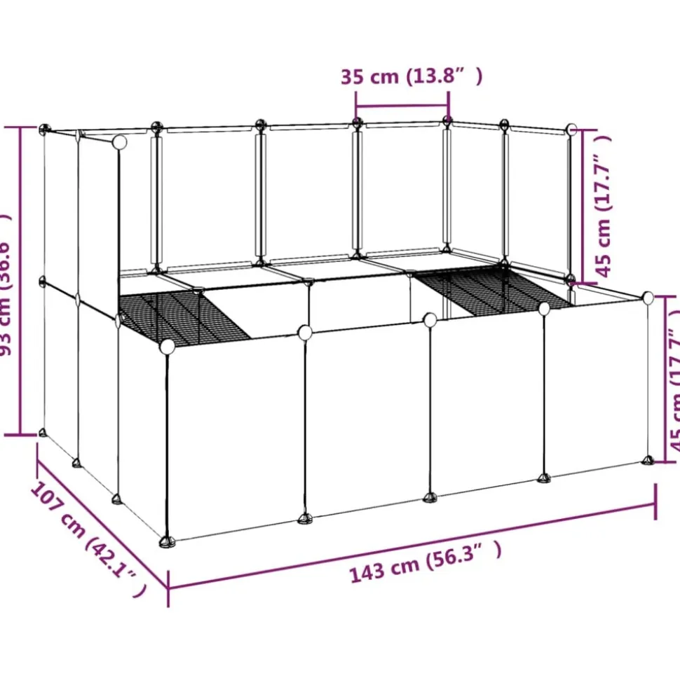 HELLOSHOP26 - Cage pour petits animaux transparent 143 x 107 x 93 cm pp et acier transparent