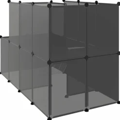 HELLOSHOP26 - Cage pour petits animaux 142 x 74 x 93 cm pp et acier noir