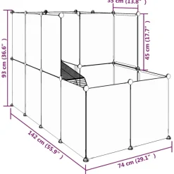 HELLOSHOP26 - Cage pour petits animaux 142 x 74 x 93 cm pp et acier noir