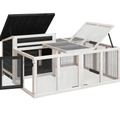 HELLOSHOP26 - Clapier 144 x 123 x 67,5 cm bois de pin massif gris
