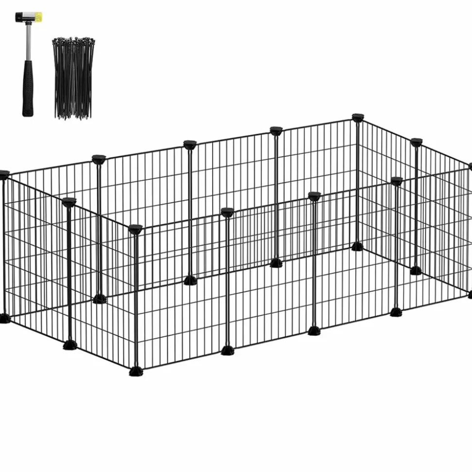 HELLOSHOP26 - Enclos modulable pour petits animaux cage intérieur maillet en caoutchouc offert cochon d'inde lapin assemblage facile 143 x