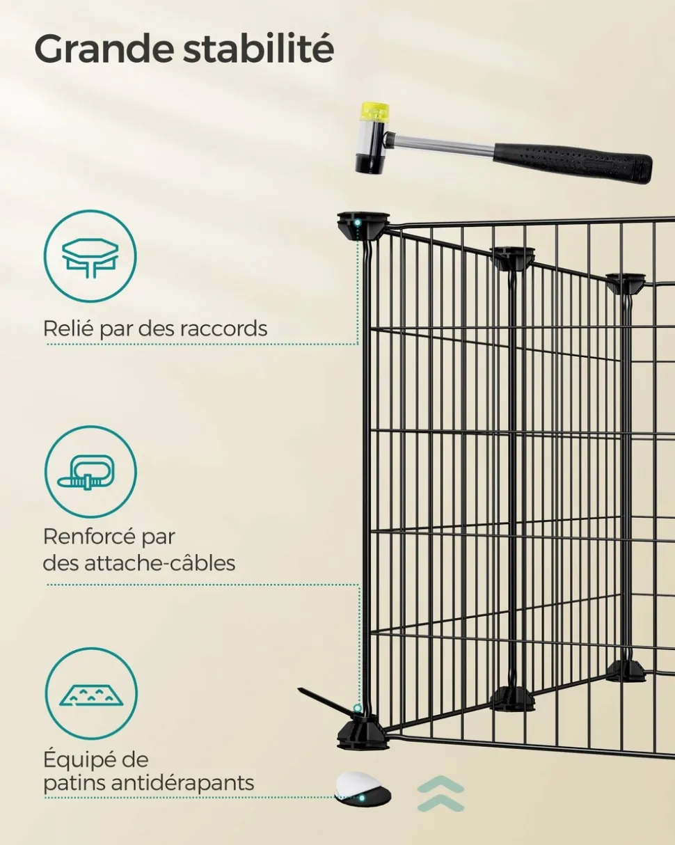 HELLOSHOP26 - Enclos modulable pour petits animaux cage intérieur maillet en caoutchouc offert cochon d'inde lapin assemblage facile 143 x