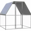 HELLOSHOP26 - Poulailler enclos cage poules argenté et 2 x 2 x 2 m acier galvanisé argent