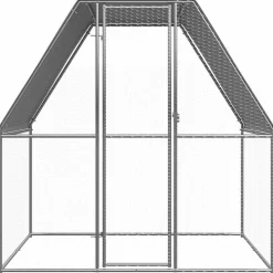 HELLOSHOP26 - Poulailler enclos cage poules argenté et 2 x 2 x 2 m acier galvanisé argent