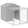 HELLOSHOP26 - Poulailler enclos cage poules avec cour clair 117 x 201 x 123 cm acier galvanisé gris