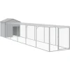 HELLOSHOP26 - Poulailler enclos cage poules avec cour clair 117 x 609 x 123 cm acier galvanisé gris