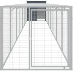HELLOSHOP26 - Poulailler enclos cage poules avec cour 110 x 813 x 110 cm acier galvanisé anthracite